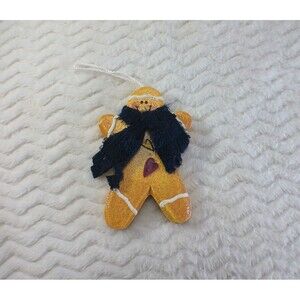 Gingerbread Man Ornament Star Shape Christmas Holiday Decor Heart Scarf Brown